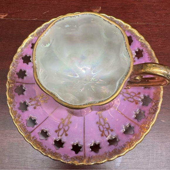Enesco Tea China Cup & Saucer Japan Pink Gold Vintage - Picture 3 of 16
